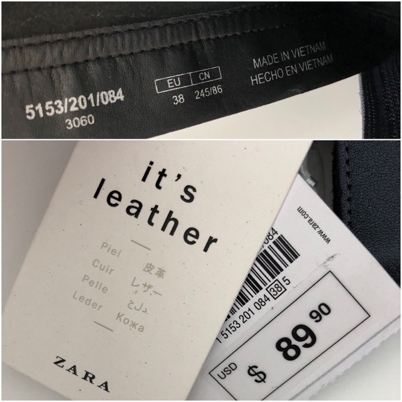 NEW Zara Leather Pointed Toe Ankle Boots Mini Heel - Picture 7 of 8